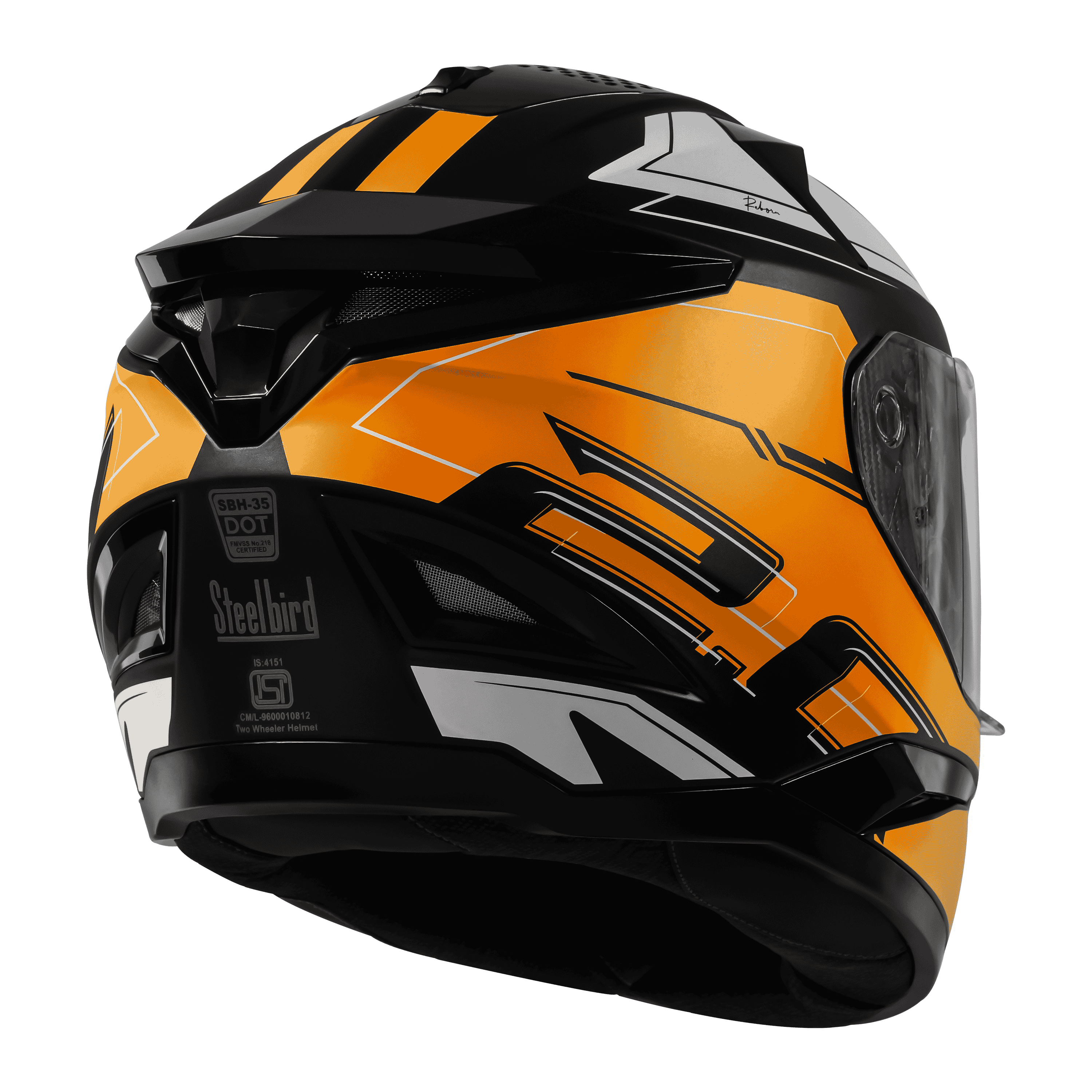 SBH-35 DOT ROBOT 2.0 REBORN MAT BLACK WITH ORANGE